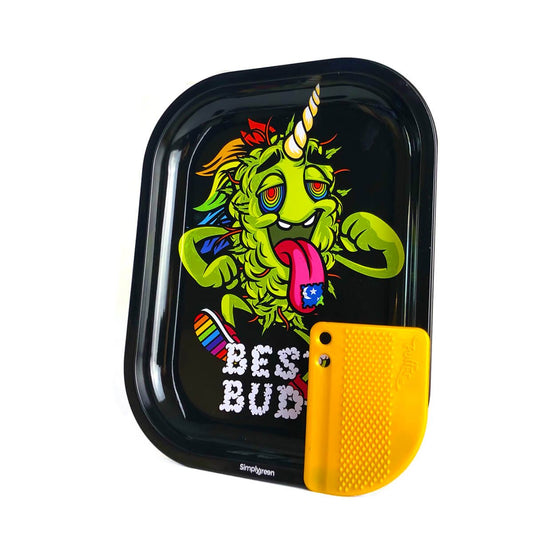 Best Buds LSD Kleines Metall-Drehbrett mit magnetischer Grinderkarte