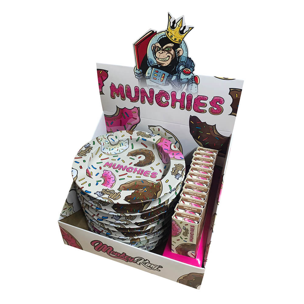 Monkey King Munchies Aschenbecher mit KS Slim Zigarettenpapier und Filtertips (24 Stück/Display)