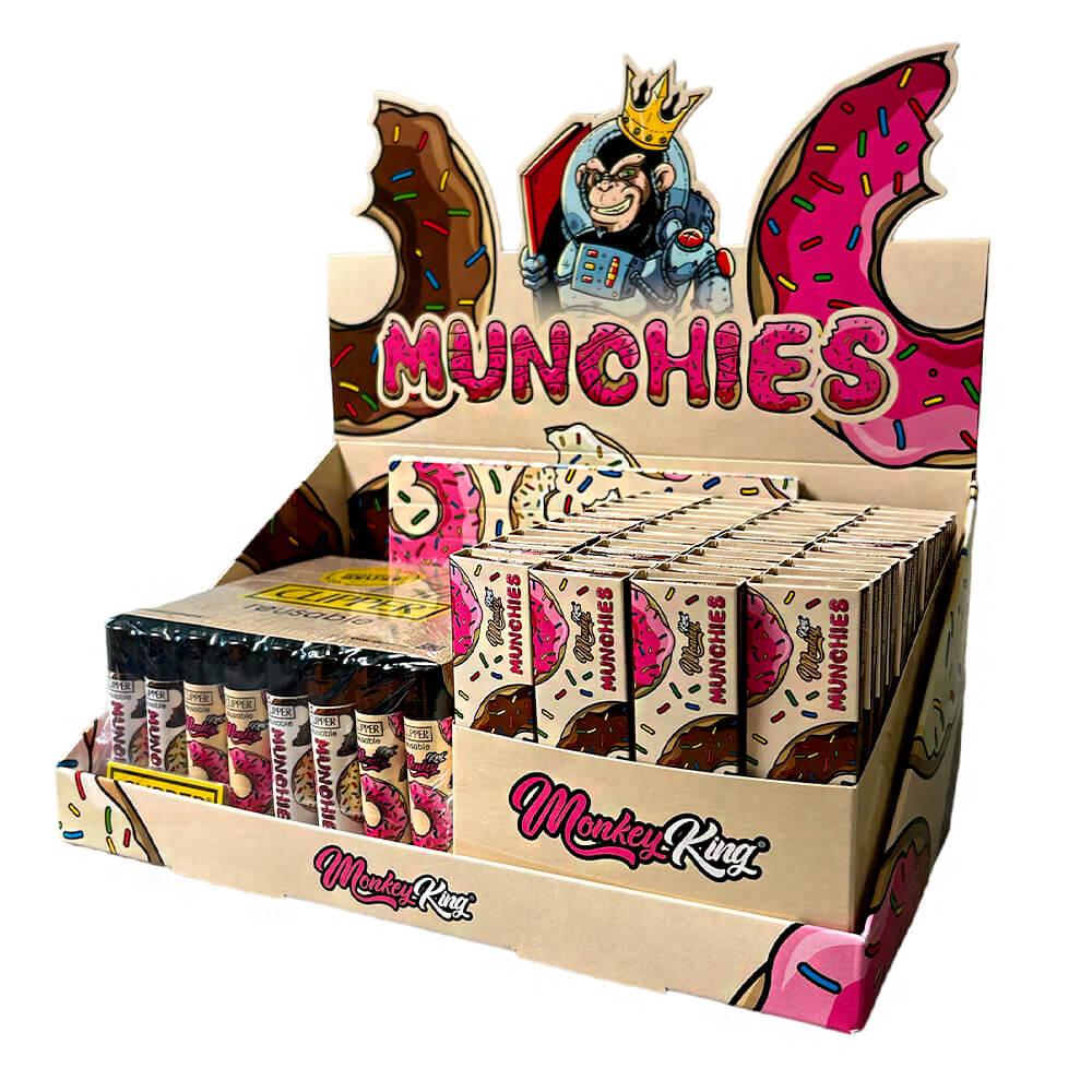 Monkey King Clipper Feuerzeuge mit Zigarettenpapier und Filtertips (96 Stück/Display)