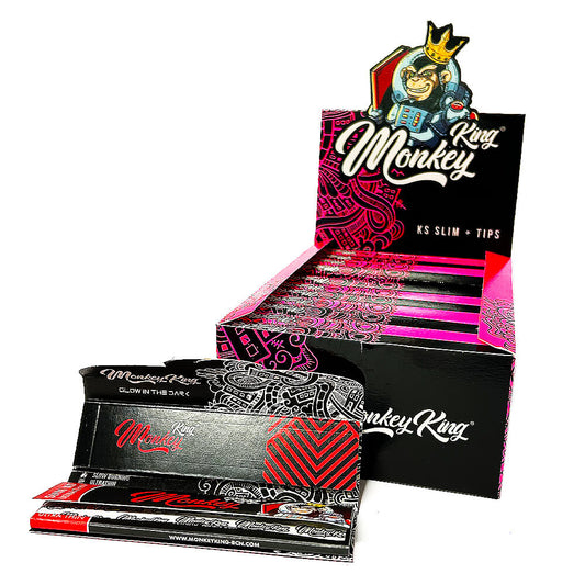 Monkey King Pink Combie Pack Ungebleichte Drehpapiere mit Tips (24 Stück/Display)