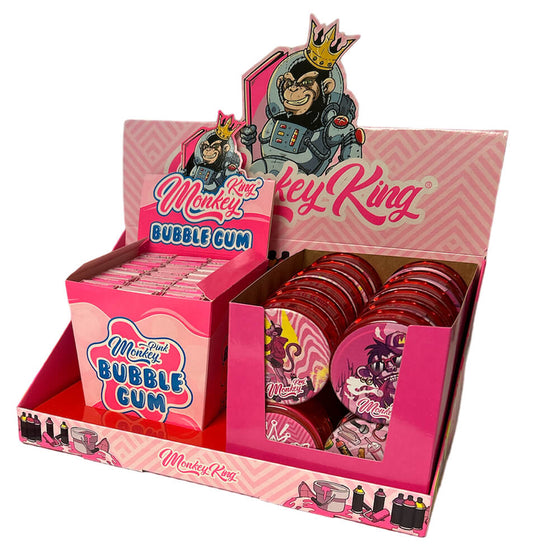 Monkey King Rolling Papers mit Tips und Grinder Bubblegum Edition (48 Stück/Display)