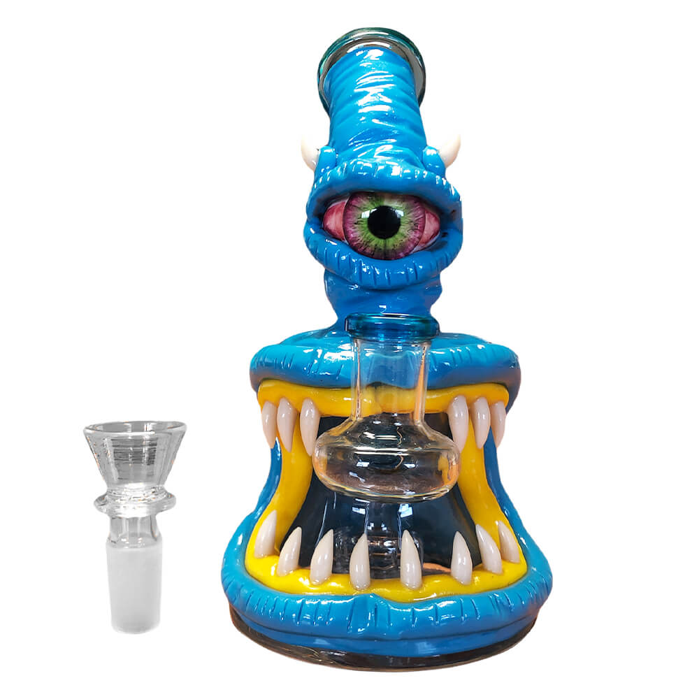 Monster Glas-Ton-Bong 16cm Blau