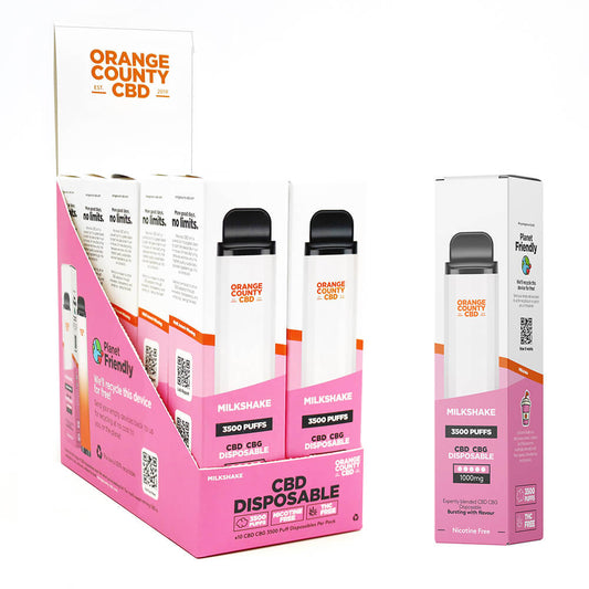 Orange County CBD 10ml Einweg-Vape-Pen Milkshake 600mg CBD + 400mg CBG ? 3500 Züge (10 Stück/Display)