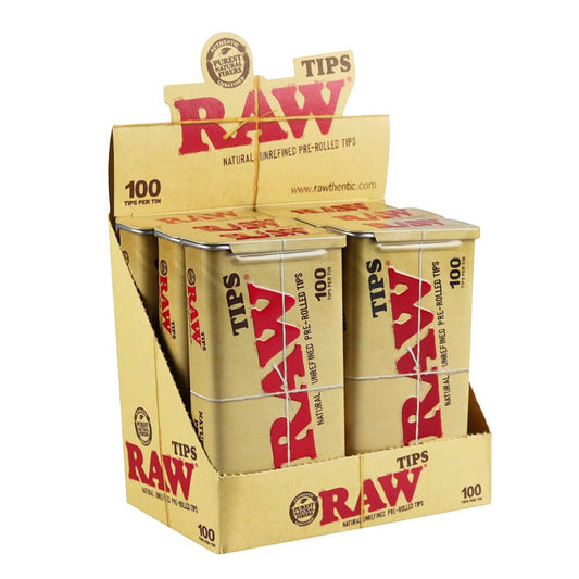 RAW Unrefined 100 Pre-Rolled Tips (6 Dosen/Display)