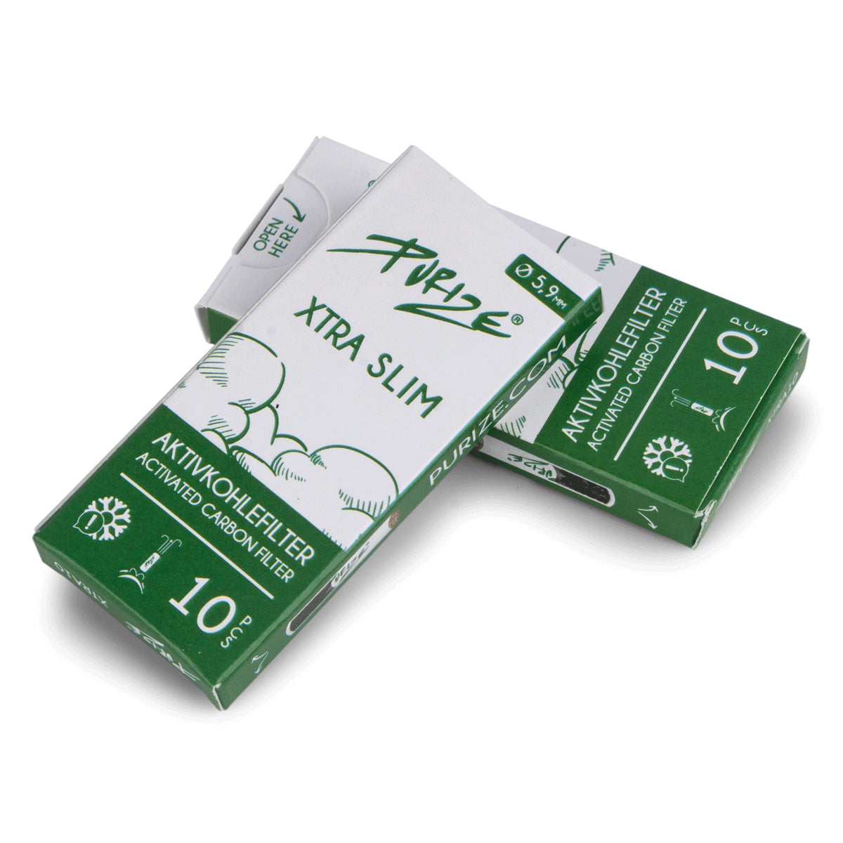 PURIZE Aktivkohlefilter – XTRA Slim Größe 6 mm (20 x 10 Stück)