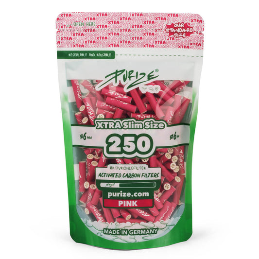 PURIZE Aktivkohlefilter – XTRA Slim Größe 6 mm, 250 Stück