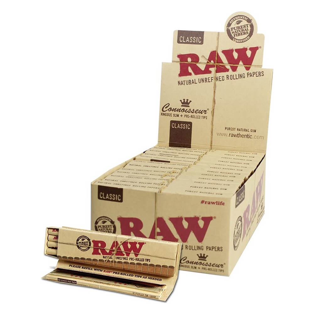 RAW Connoisseur Kingsize Zigarettenpapier mit vorgefertigten Filtertips (24 Stück/Display)