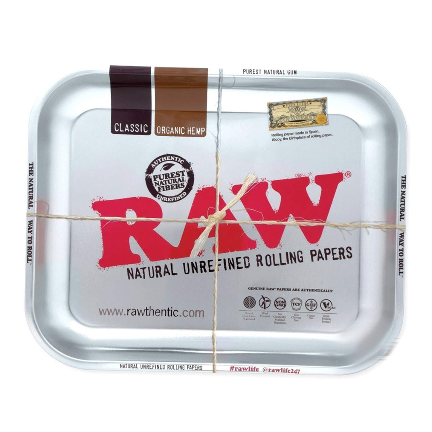 RAW ™ Silbermetallic Großes Rolling Tray