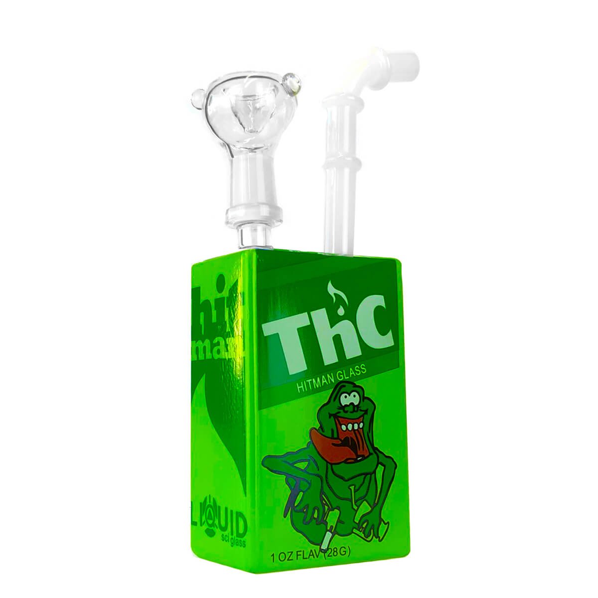 Saftglas-Bong mit Cartoon-THC-Froschmotiv, 19 cm