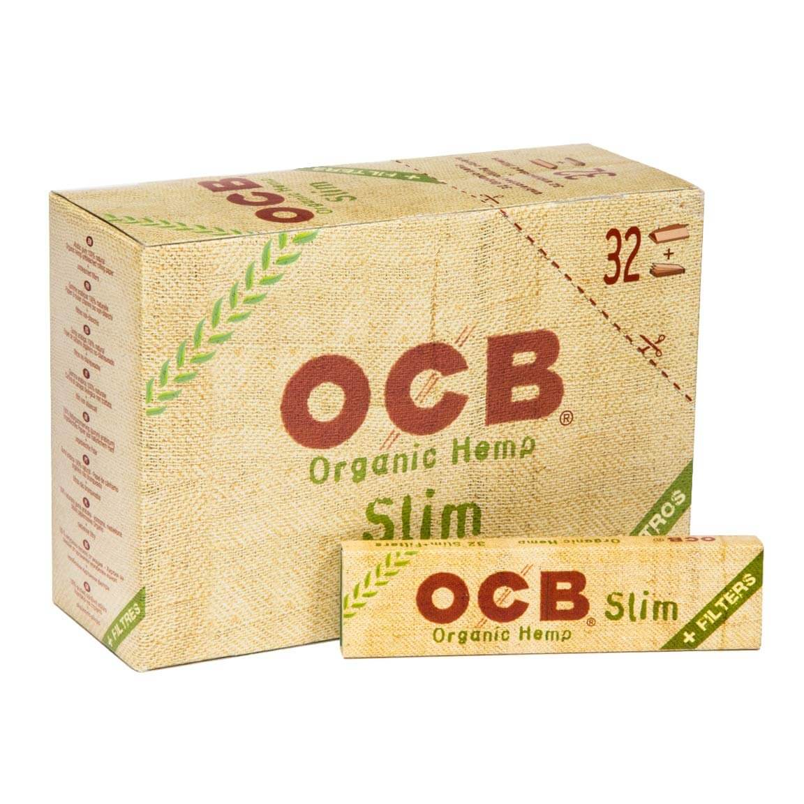 OCB Bio-Hanf-Drehpapier in Kingsize-Größe + Filtertips (32 Stück/Display)