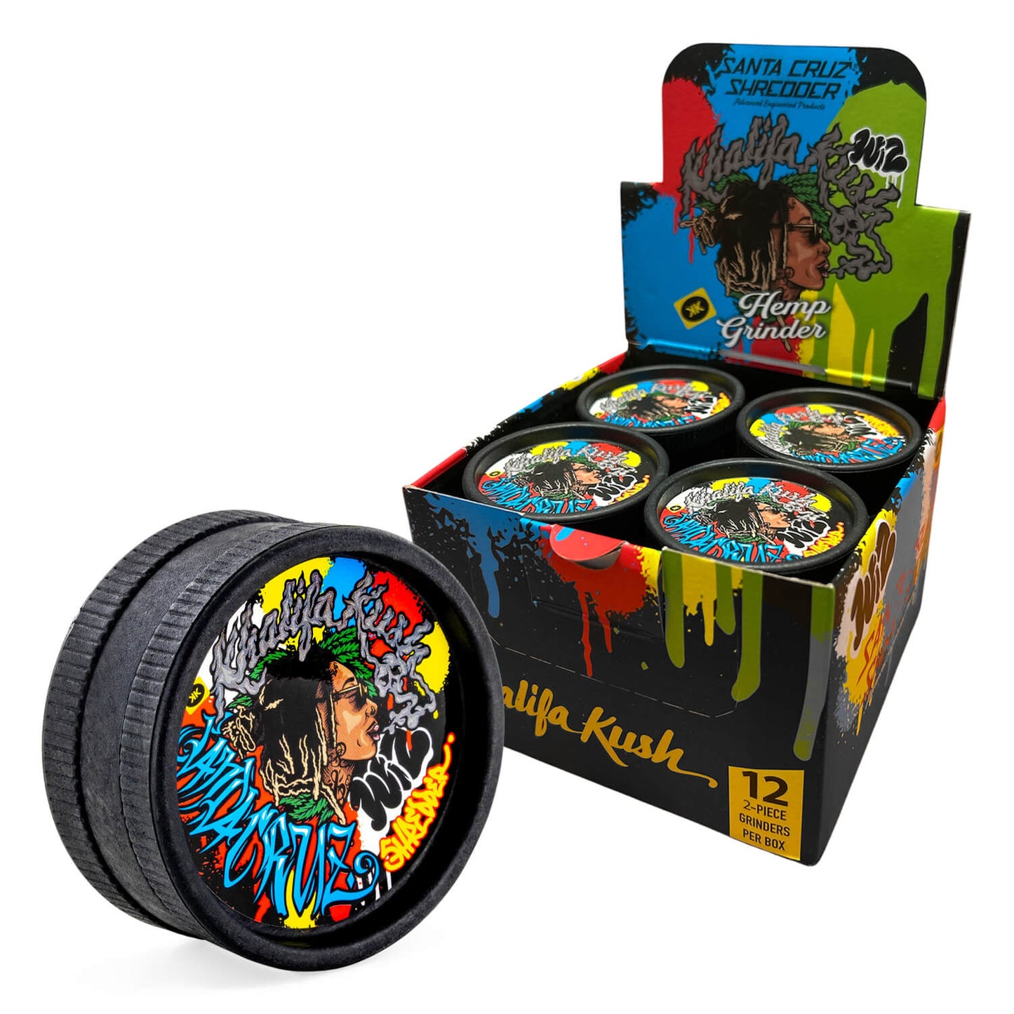 Santa Cruz Biologisch abbaubarer Hanfgrinder Wiz Khalifa 2-teilig 55 mm (12 Stück/Display)