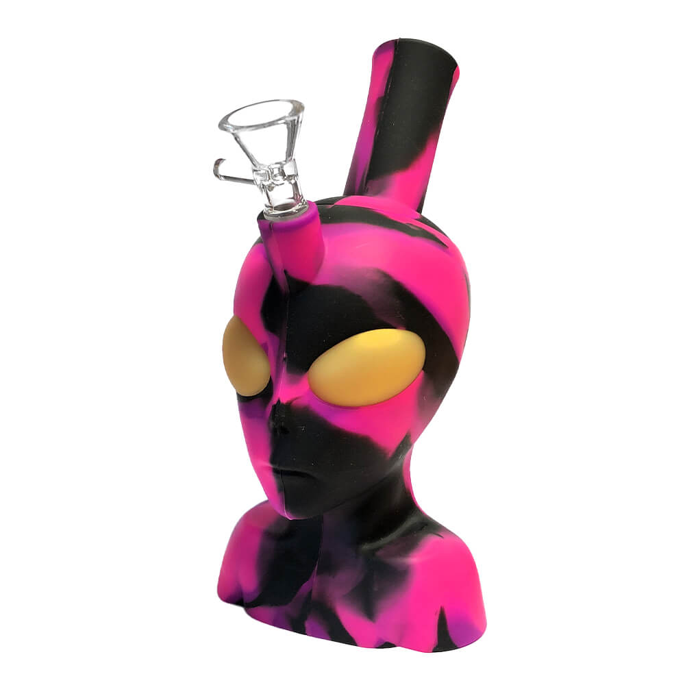 Silikon-Bong Alienkopf, pink, 20 cm