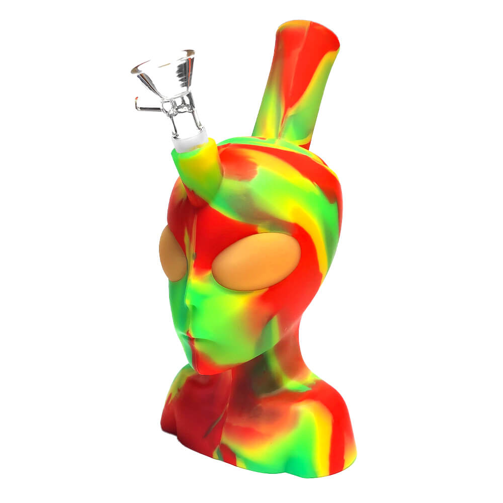 Silikon-Bong Alienkopf Rasta 20 cm