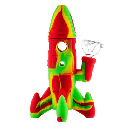 Silikon-Raketen-Bong Rasta mit leuchtenden LED-Lichtern, 20 cm
