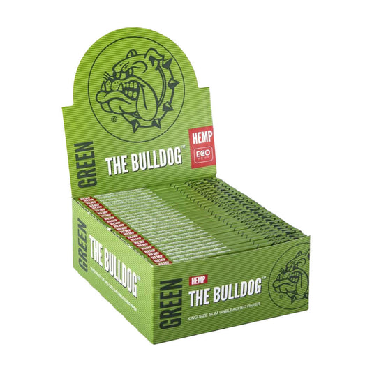 The Bulldog Hemp Green Slim Unbleached Rolling Papers King Size (50 Stück/Display)