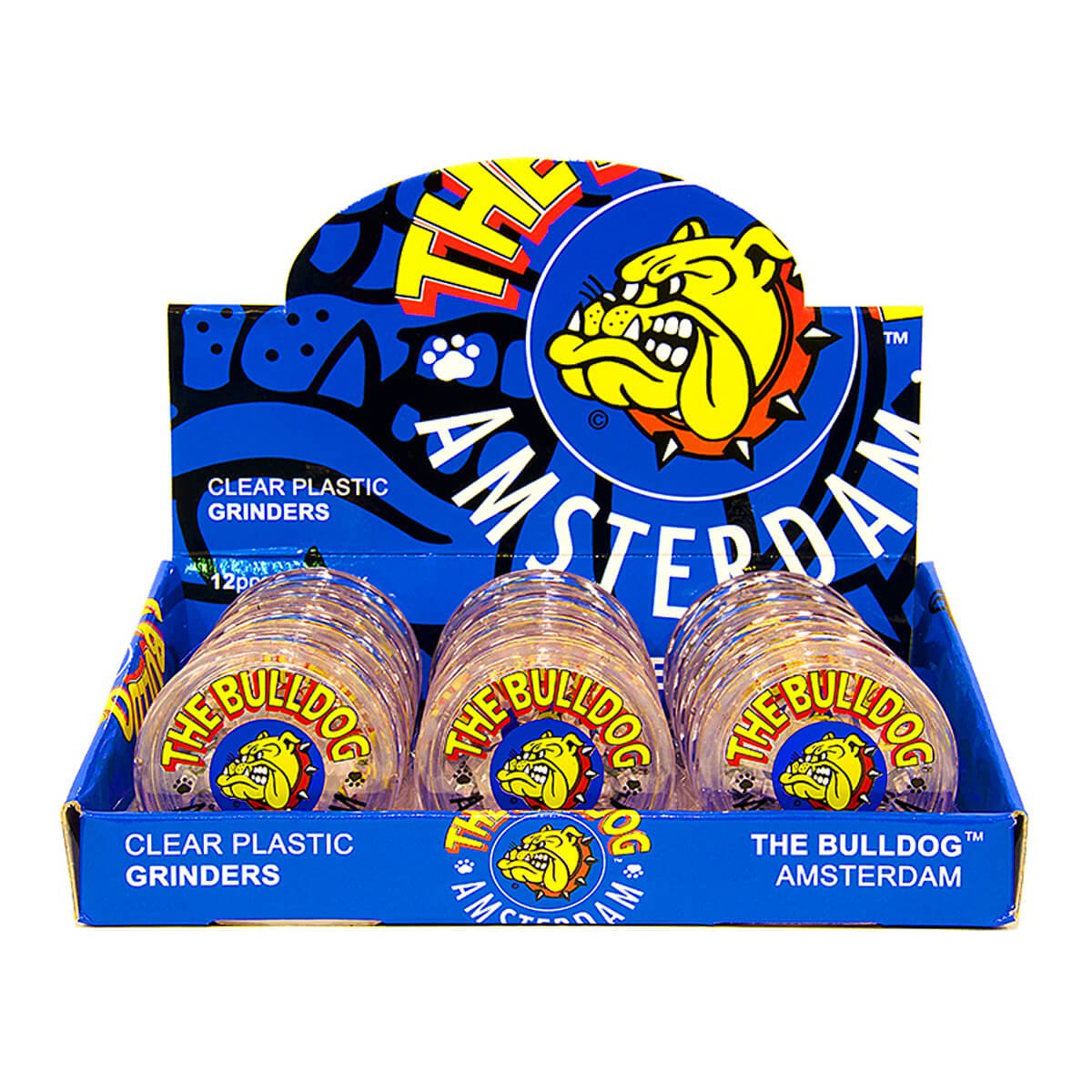 The Bulldog Original Transparent Plastic Grinder 3 Teile &#8211; 60mm (12 Stück/Display)