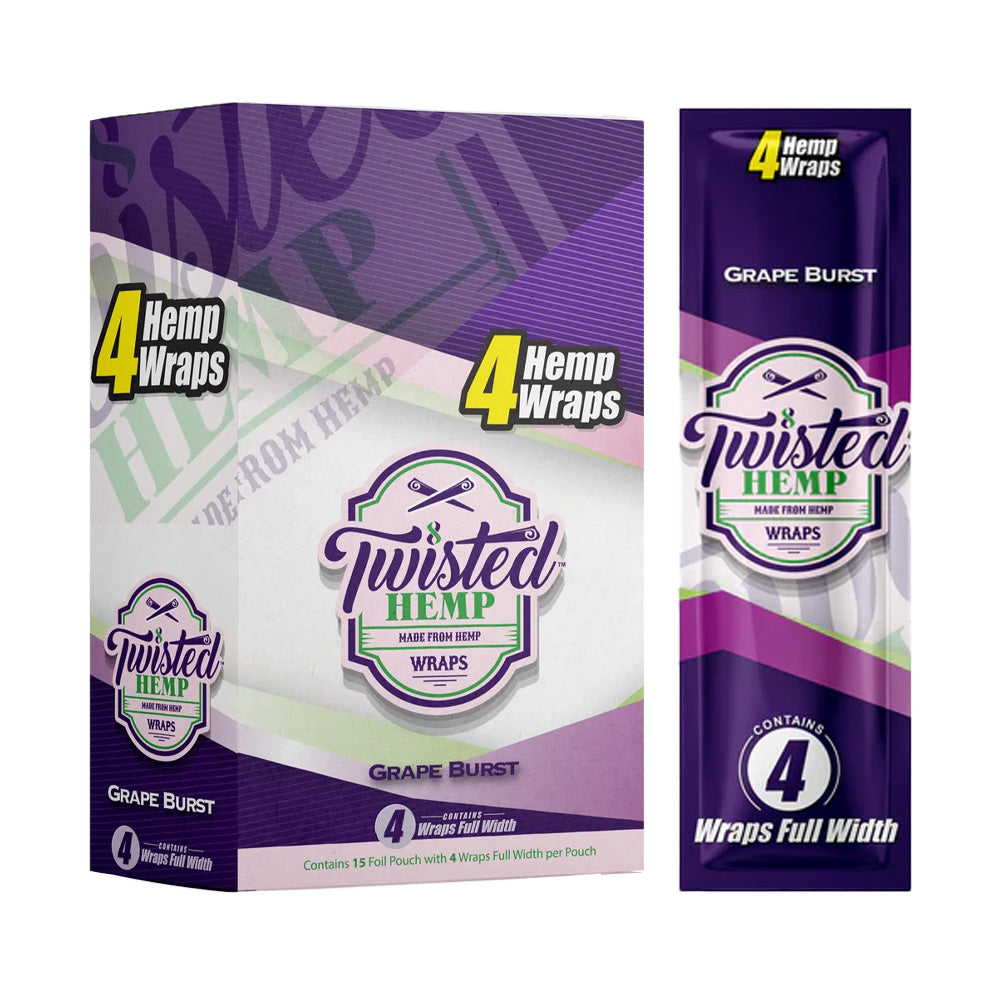 Gedrehte Hanf-Wraps Grape Burst (15 Stück/Display)