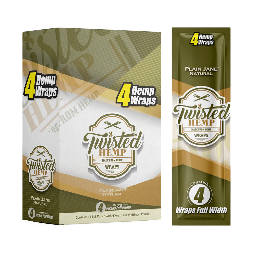 Gedrehte Hanf-Wraps, schlichte Ausführung (15 Stück/Display)