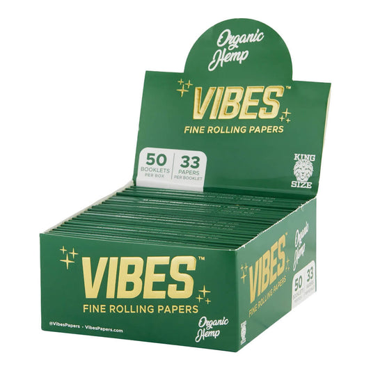 VIBES Rolling Papers King Size Slim Bio-Hanf (50 Stück/Display)