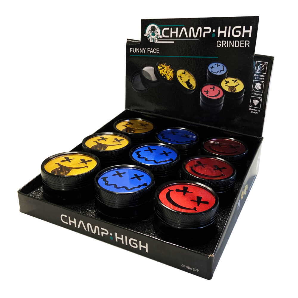 Champ High Kräutermühlen mit lustigem Gesicht, 63 mm (9 Stück/Display)