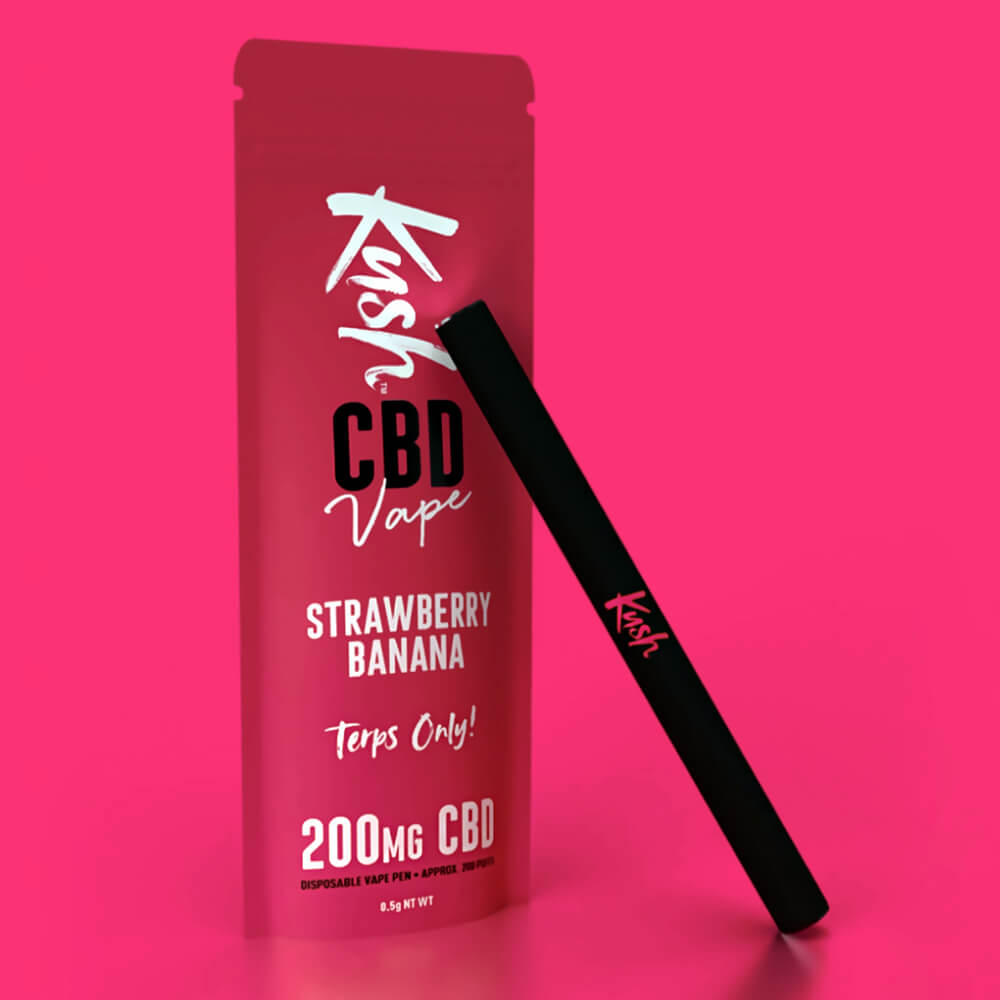 Kush CBD Vape Erdbeer-Banane 200mg CBD Einweg-Vape-Pen (10 Stück/Display)
