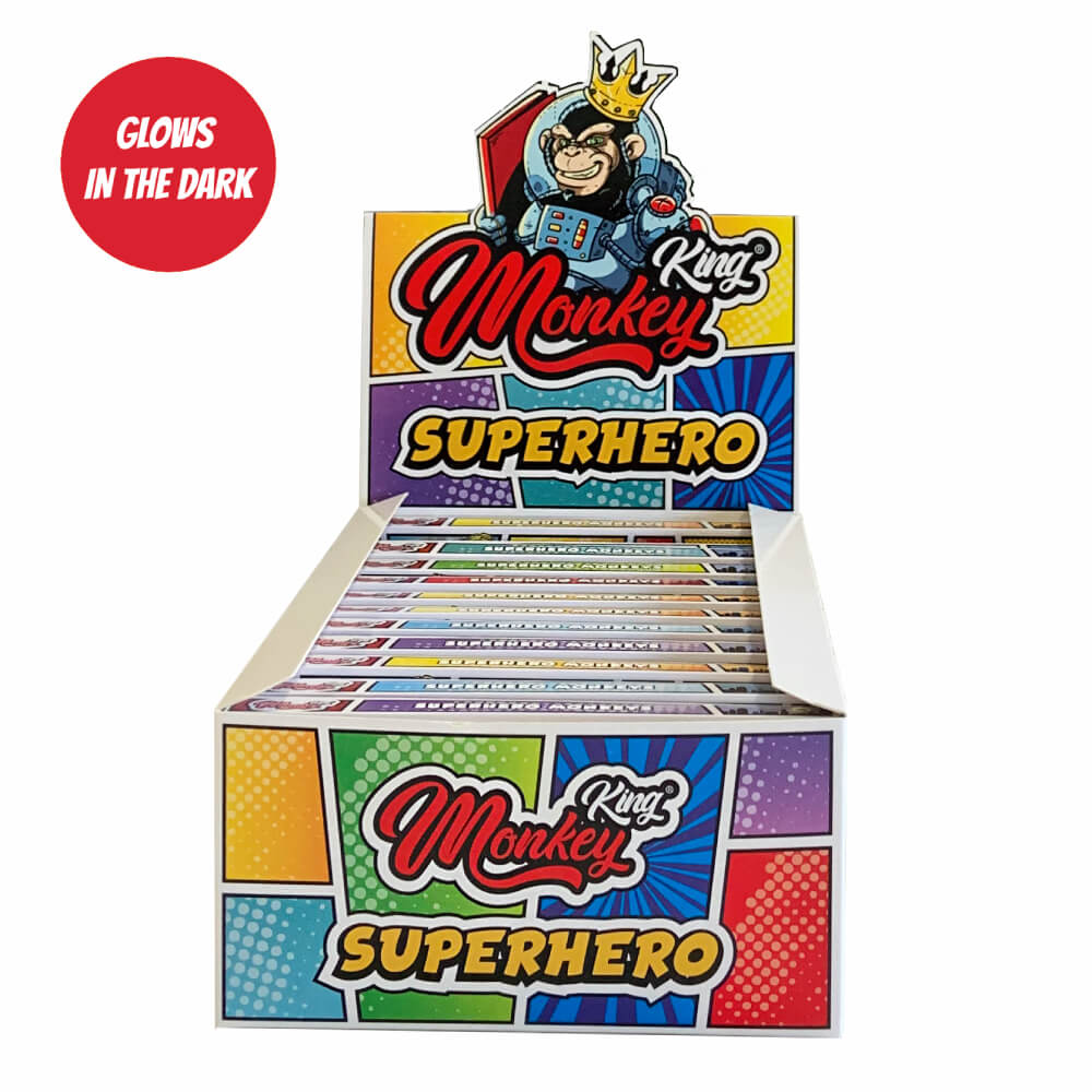 Monkey King Rolling Papers mit Filter Tips Superhero Edition (24 Stück/Display)